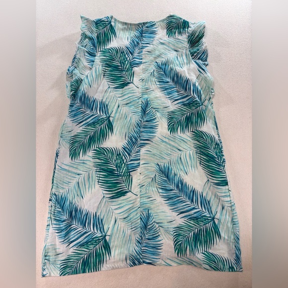 Tahari 100% Linen Tropical Palm Print Shift Dress Womens XL Resort Summer Beach - Picture 5 of 7
